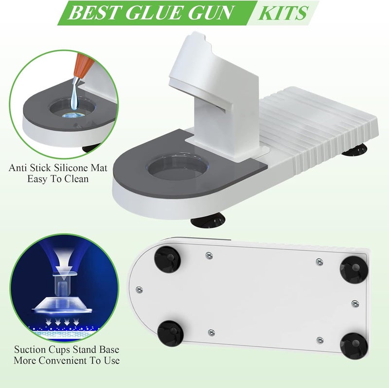 MONVICT Glue Gun Stand for Most Mini Glue Guns, Hot Glue Holder with Non-Stick Silicone Mat, Suction Cups, Helpful Tool for Make Your DIY, Crafts, Home School Project Well Bars Orderly (NOT Full Size) - Image 3